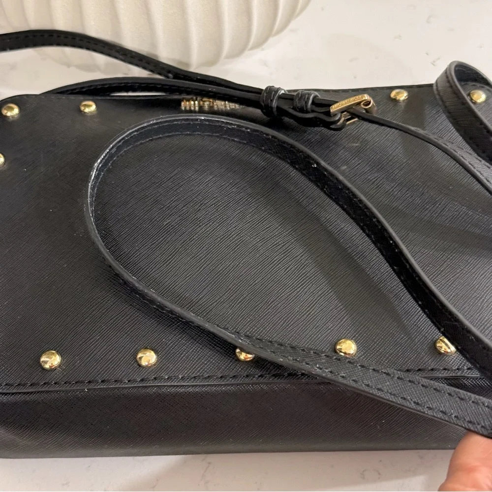 Michael Kors Sandrine Stud MK Crossbody Bag Purse Saffiano Leather